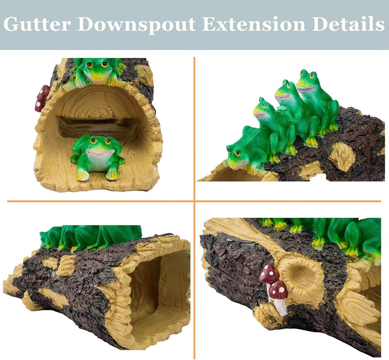 Euiroet Frogs Gutter Downspout Extender Statue, Outdoor Decor Sculpture Ornament, Decorative Gutter Extension, Splash Block, Downspout Diverter, Eco-Friendly Resin, Perfect for 3"x4" Downspouts - Image 3